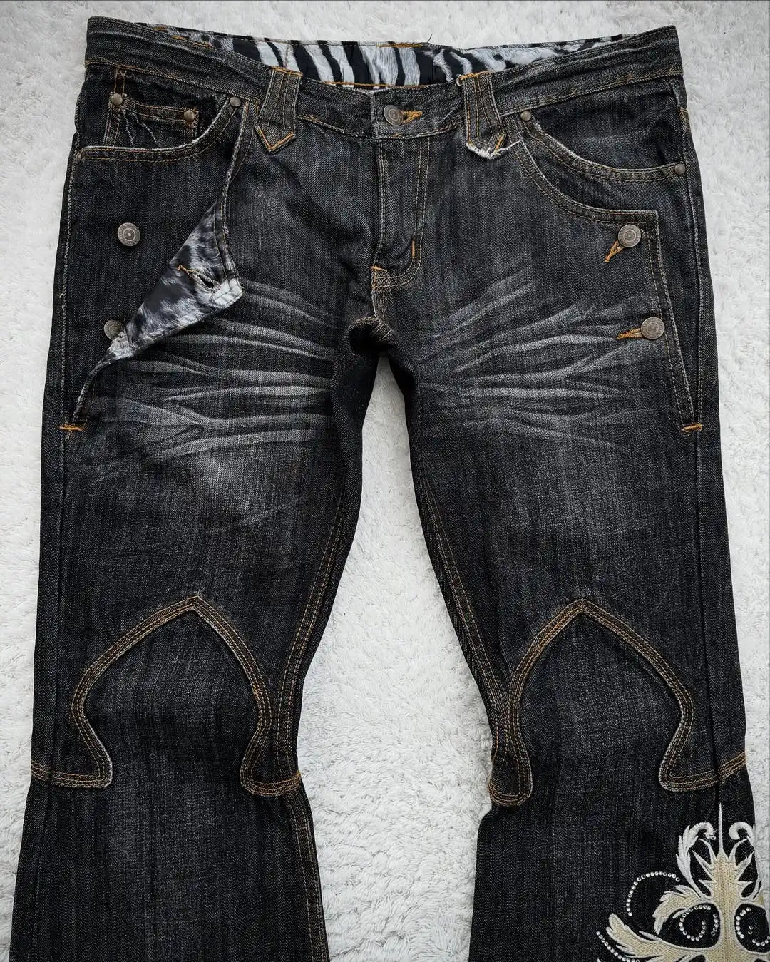 Y2K American Street Rhinestone Embroidery Flared Denim Jeans Casual Baggy Jeans Women High Waist Harajuku Wide Leg Jeans Unisex