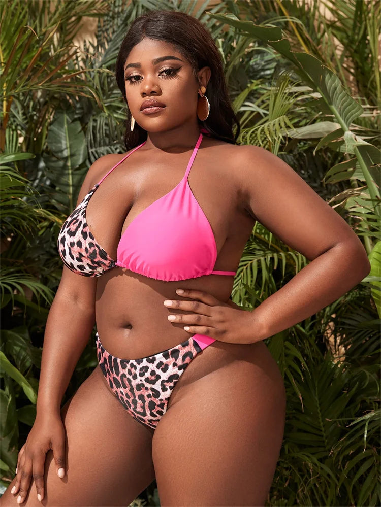Sexy Bikinis Set Women Swimsuit String Bikini Triangle Halter Large Size Thong Swimwear 2 Piece Big Breast Bathing Suit 4XL