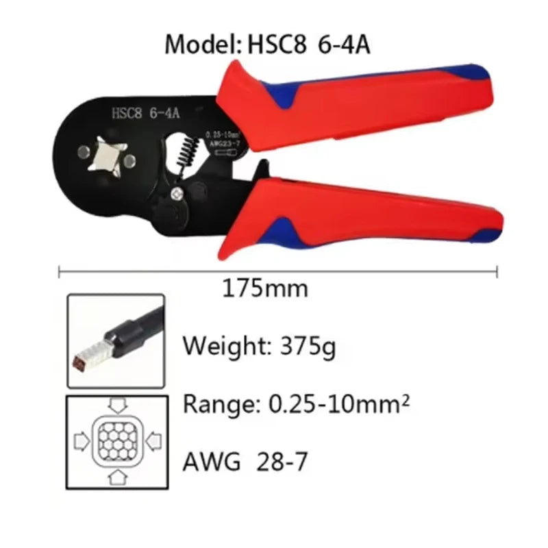 VE Tubular Crimping Terminal Ferrule Kit with 800-1900PCS HSC8 6-4A 0.25-10mm² Pliers Mini Wire Ferrule Fixture Kit