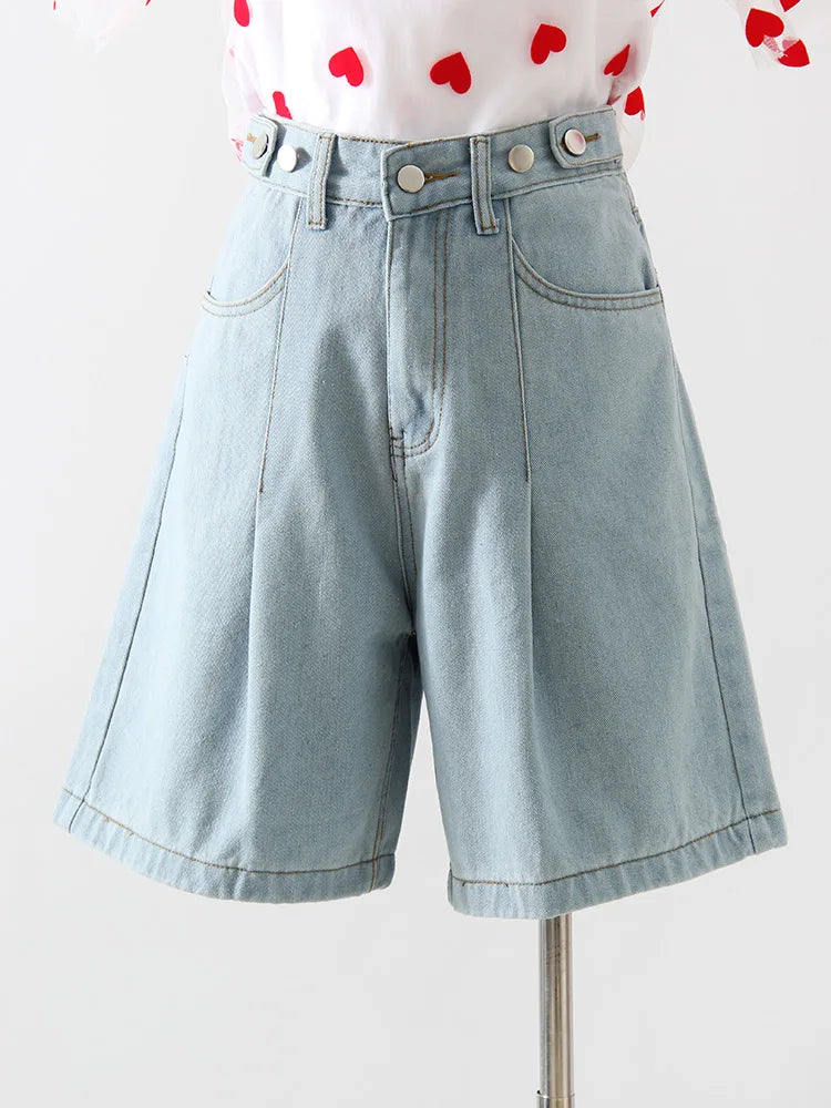 Summer Jean Shorts Women Denim High Waist Black Baggy Short Jeans Summer Pants Women's Bermuda Denim Shorts Wide Leg For Women