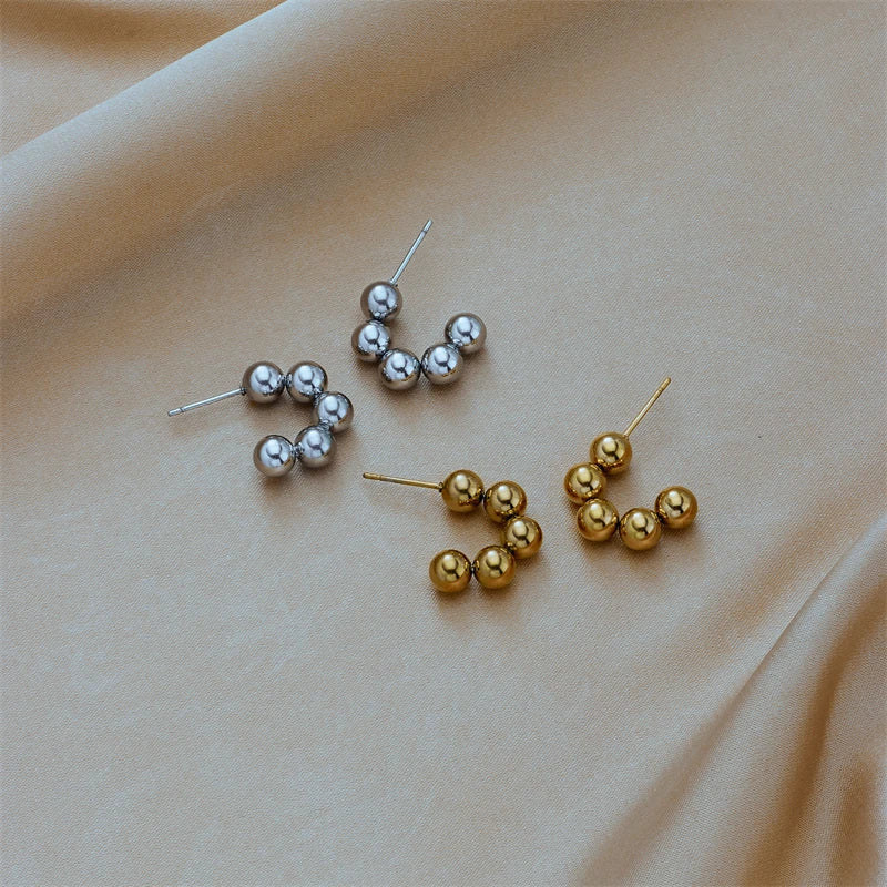XIYANIKE 316L Stainless Steel Earrings for Women Big Round Beads Shape Gold Silver Color Women's Earrings Drop Shipping