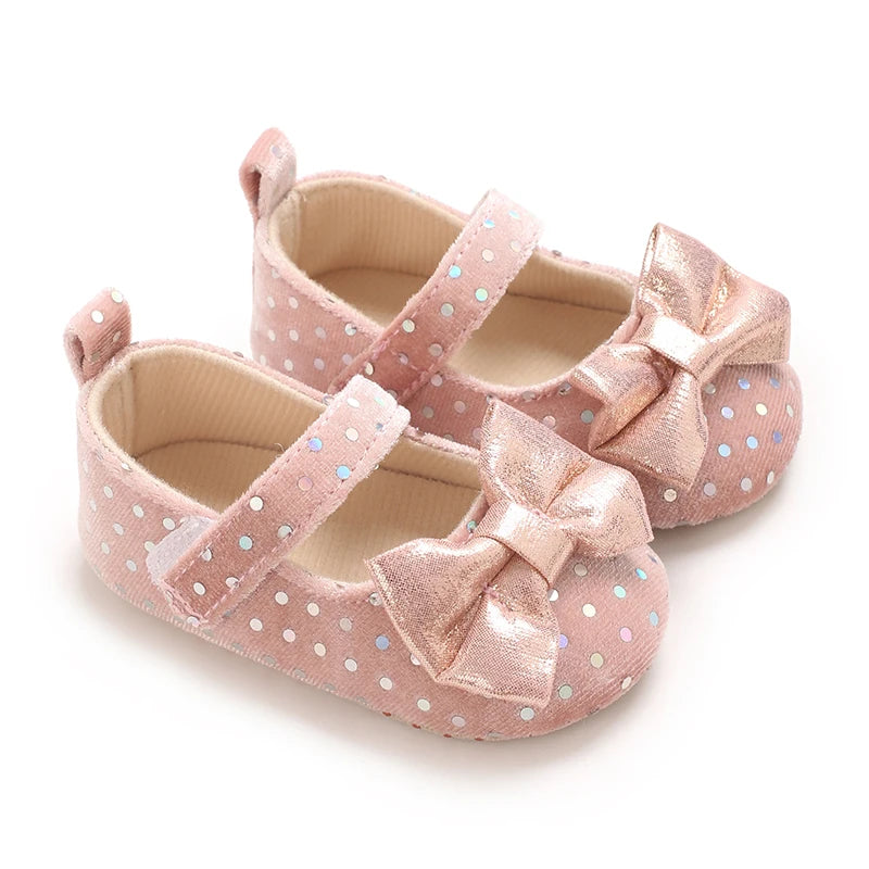 0-18Months New Baby Girls Shoes Princess Cute Bow Anti-slip Soft Rubber Bottom First Walker Toddler Crib Shoes