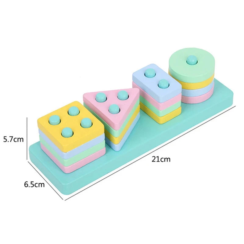 Baby Montessori Puzzle For Children 1 to 3 Years Wooden Toys Building Blocks Learning Educational Toys Color Shape Match Puzzle