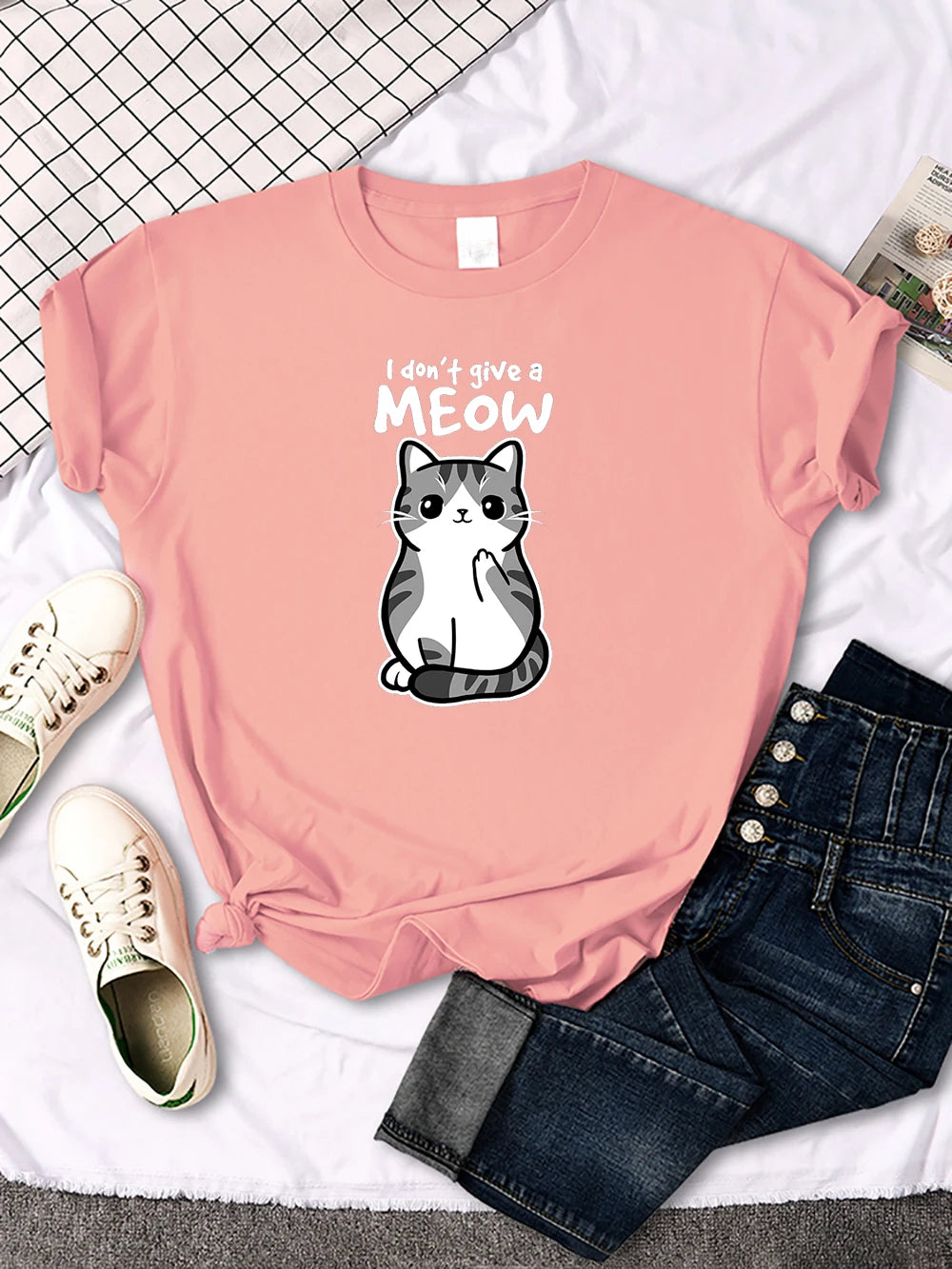 Lovely Cat Printing Women Tshirts Street Breathable New Short Sleeve Casual Fashion Tee Shirt Summer Cool Comfortable Clothing