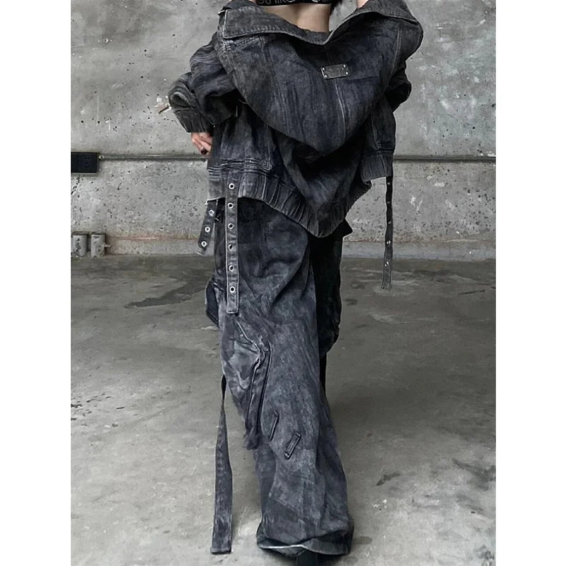 Black Jeans Women American Style Y2K 90S Vintage High Waisted Jean Straight Trouser Streetwear Casual Loose Wide Leg Denim Pants