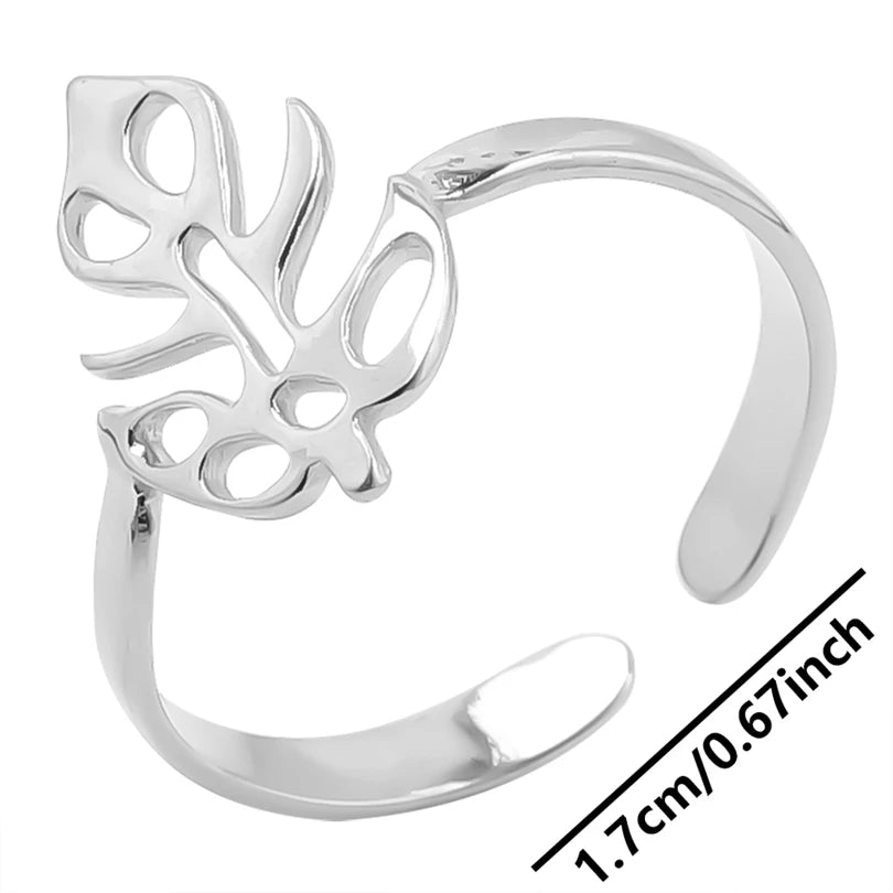Wholesale 6pcs Steel Color Rings Hug Snake Love Star Moon Shell Leaf Shaped Rings Stainless Steel Women Jewelry Charms No Fade