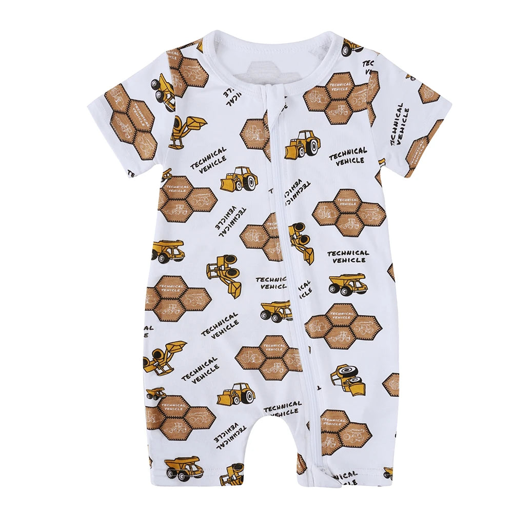 0-24M Summer Newborn Baby Romper Bamboo Fiber Clothes Infant Boy Girl Onesie Pyjamas Full Print Breathable Sleepwear Jumpsuits