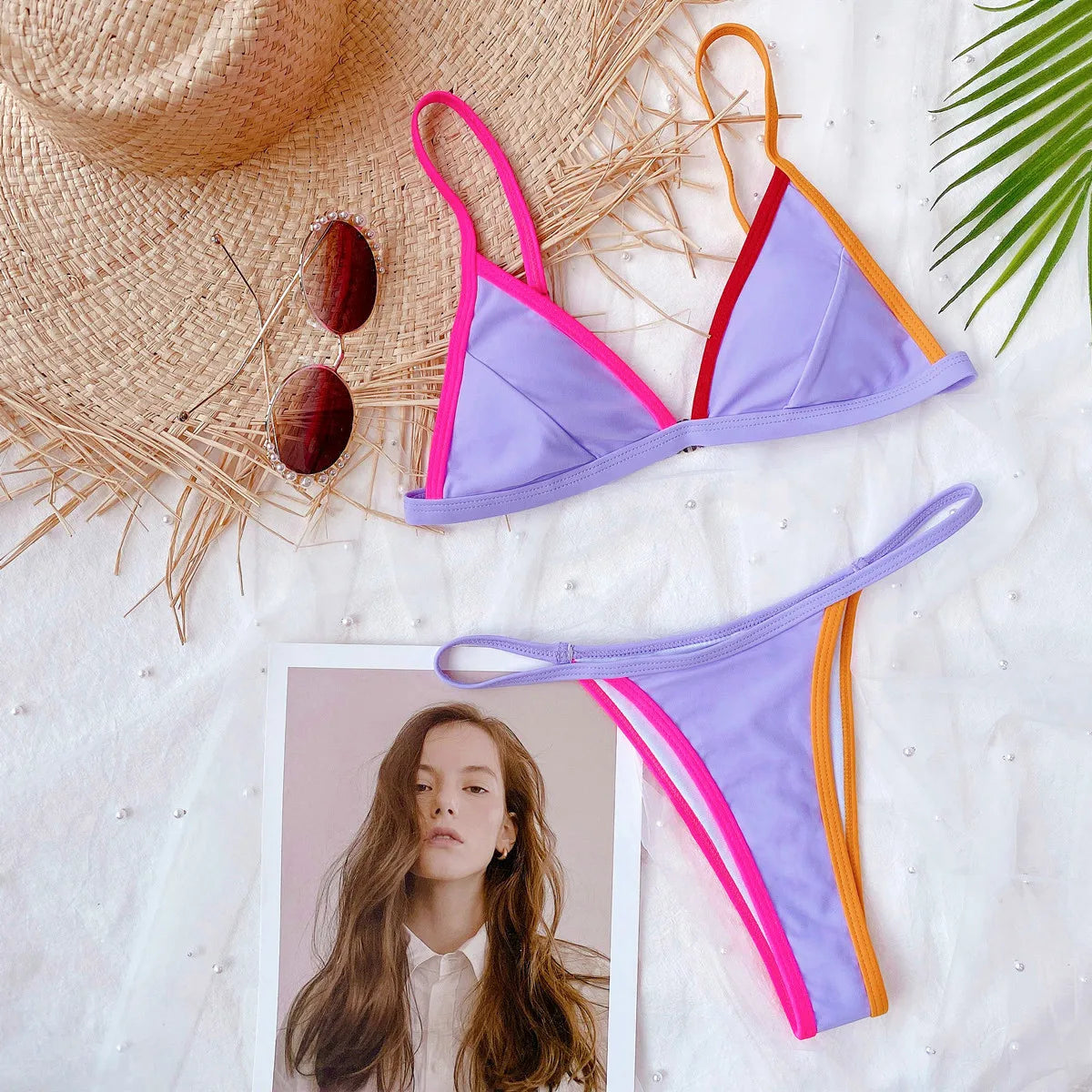 4 Colors Sexy Bikini Women Tie Dye Solid Swimwear Swimsuit Thong Bikinis Set Bathing Suit Beach Bikini Female Biquinis Feminino