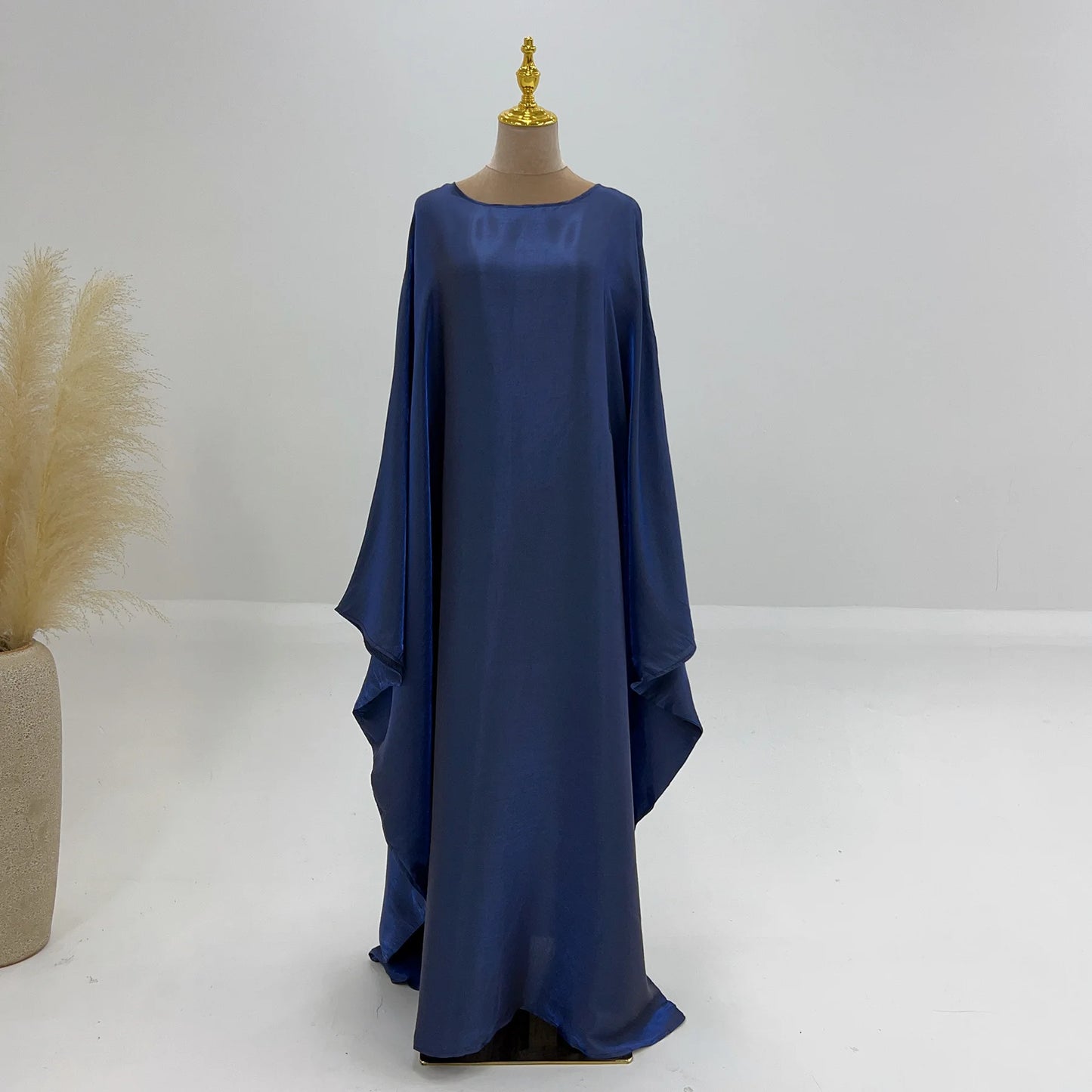 20 Colors Summer Butterfly Batwing Satin Shiny Abaya Dubai Luxury Islam Muslim Maxi Kaftan Dress Kebaya AbayasWomen Vestidos