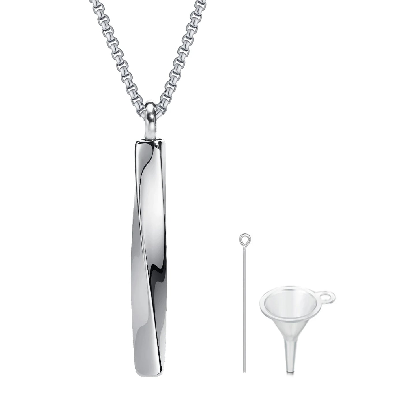 Vnox Stainless Steel Mobius Bar Pendant Necklaces for Men,Simple Cremation Ashes Urn Jewelry,Memorial Keepsake Collar Gifts