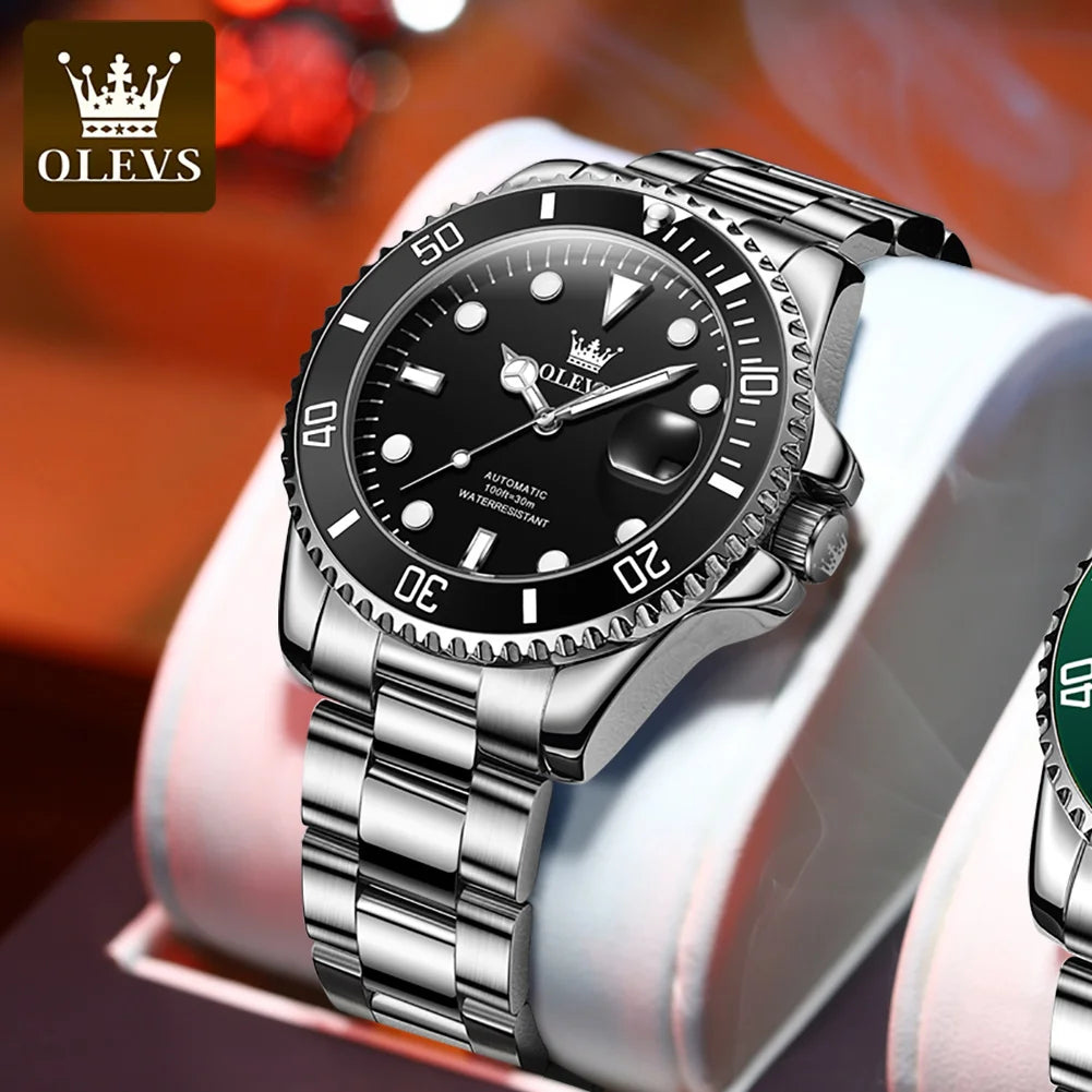 OLEVS 6650 Men's Watches Diving Series Waterproof Stainless steel Auto Date Automatic Mechanical Watch for Men
