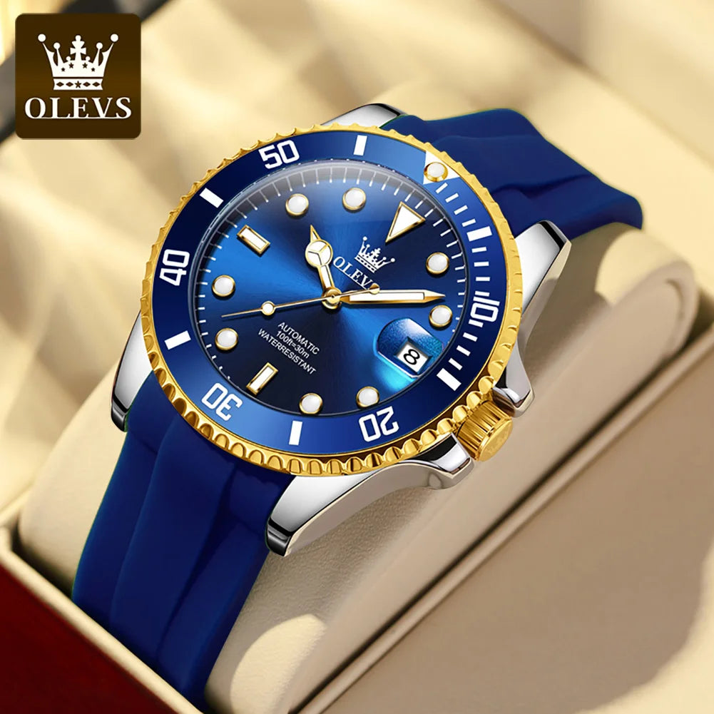 OLEVS 6650 Men's Watches Diving Series Waterproof Stainless steel Auto Date Automatic Mechanical Watch for Men