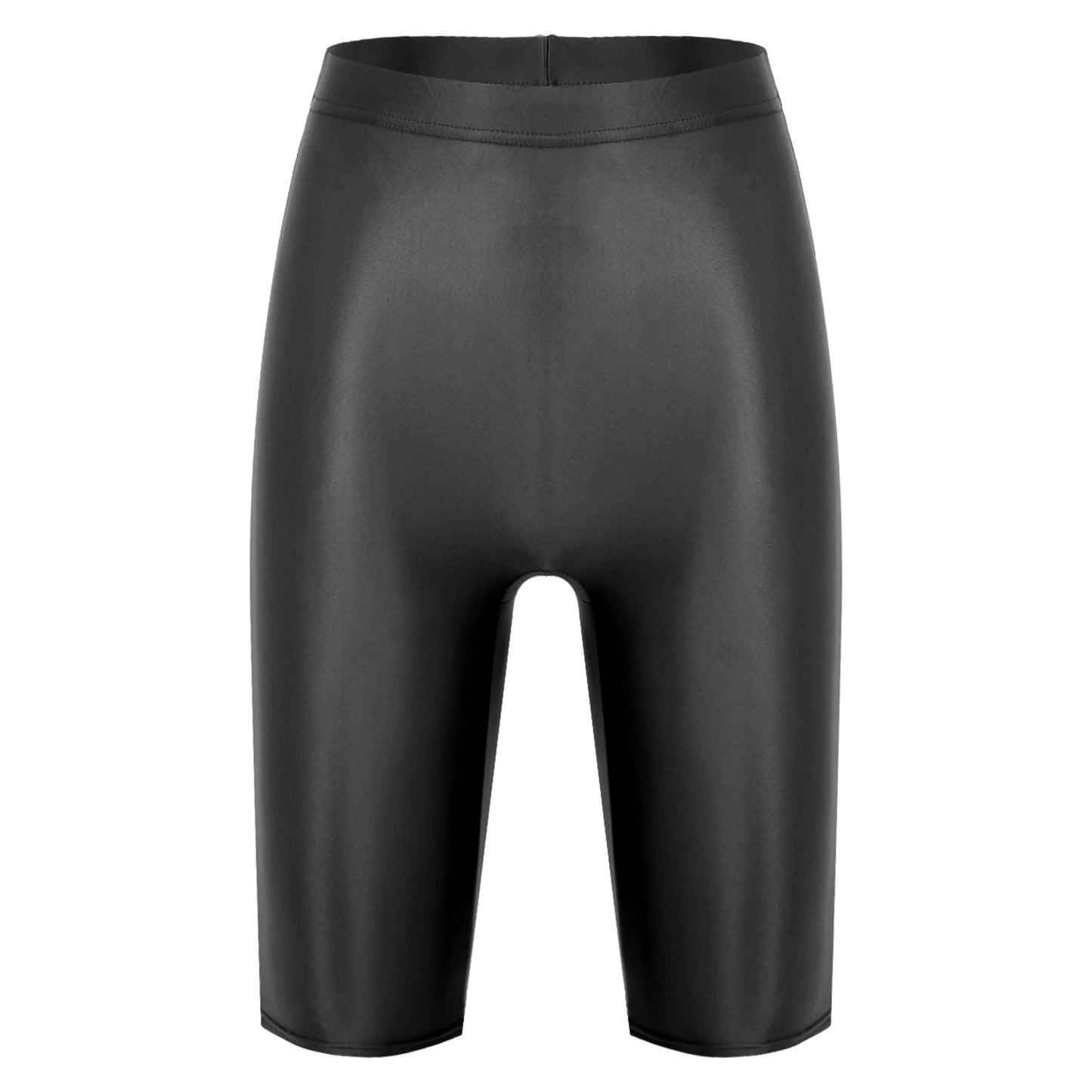 Womens Gymnastics Swim Shorts Glossy High Waist Shorts Elastic Waistband Short Leggings Swimwear Workout Sports Bottoms