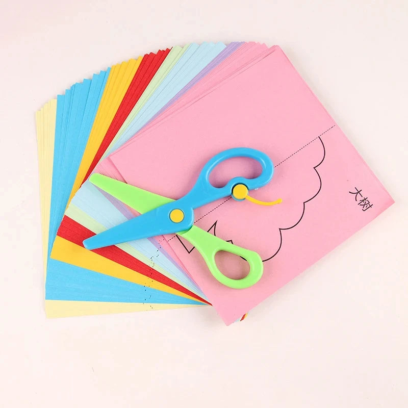 48/96pcs Children Paper Cuttings Toys Handmade DIY Material Puzzle Early Education Toy Art Supply Handicrafts with Scissors TMZ
