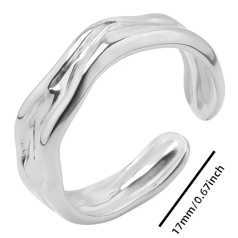 Wholesale 6pcs Steel Color Rings Hug Snake Love Star Moon Shell Leaf Shaped Rings Stainless Steel Women Jewelry Charms No Fade