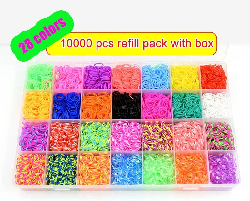 DIY Hand Made Rubber Bands Twist Loom Set Rubber Loom Bands Kits Friendship Bracelet Maker Making Kit for Kids In Stock