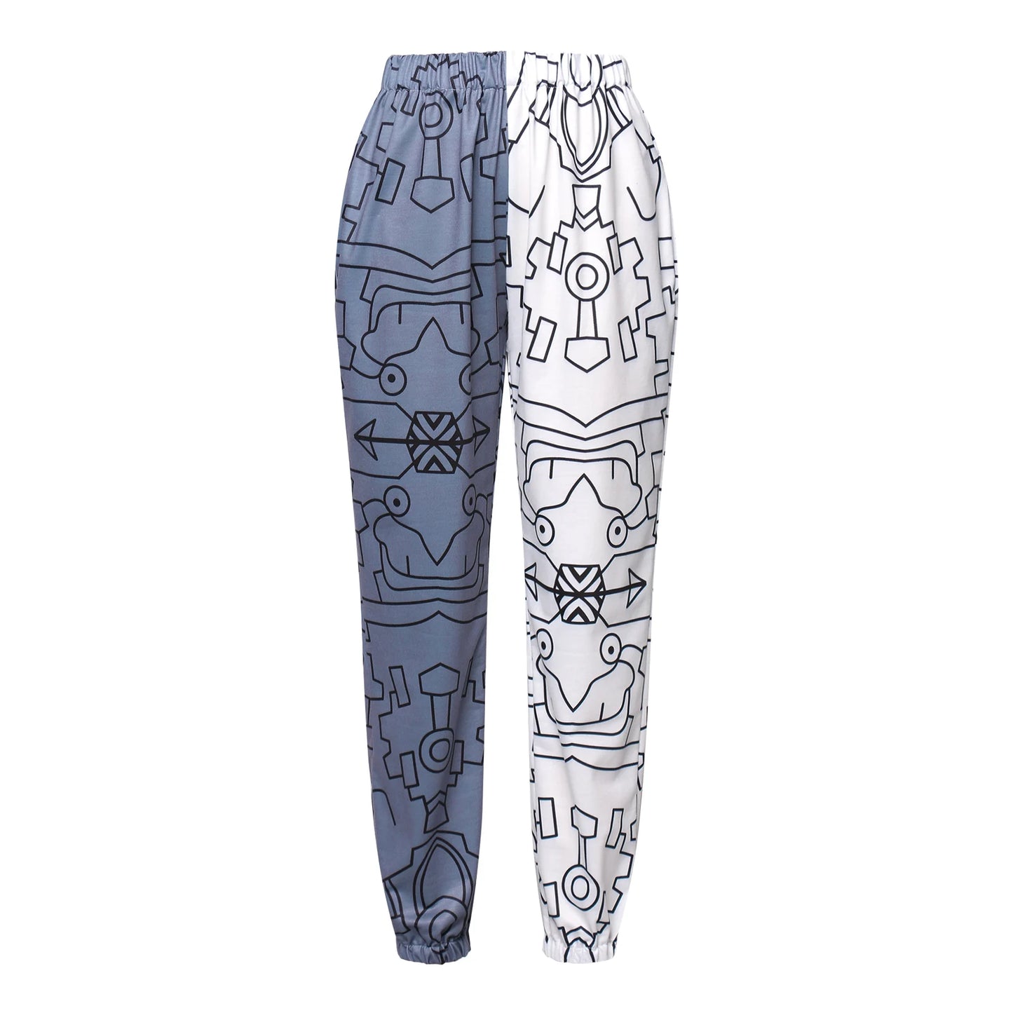 Women's Boho Hippie Harem Pants High Smocked Waist Printed Patchwork Sweatpants Yoga 90S Goth Baggy Casual Trousers