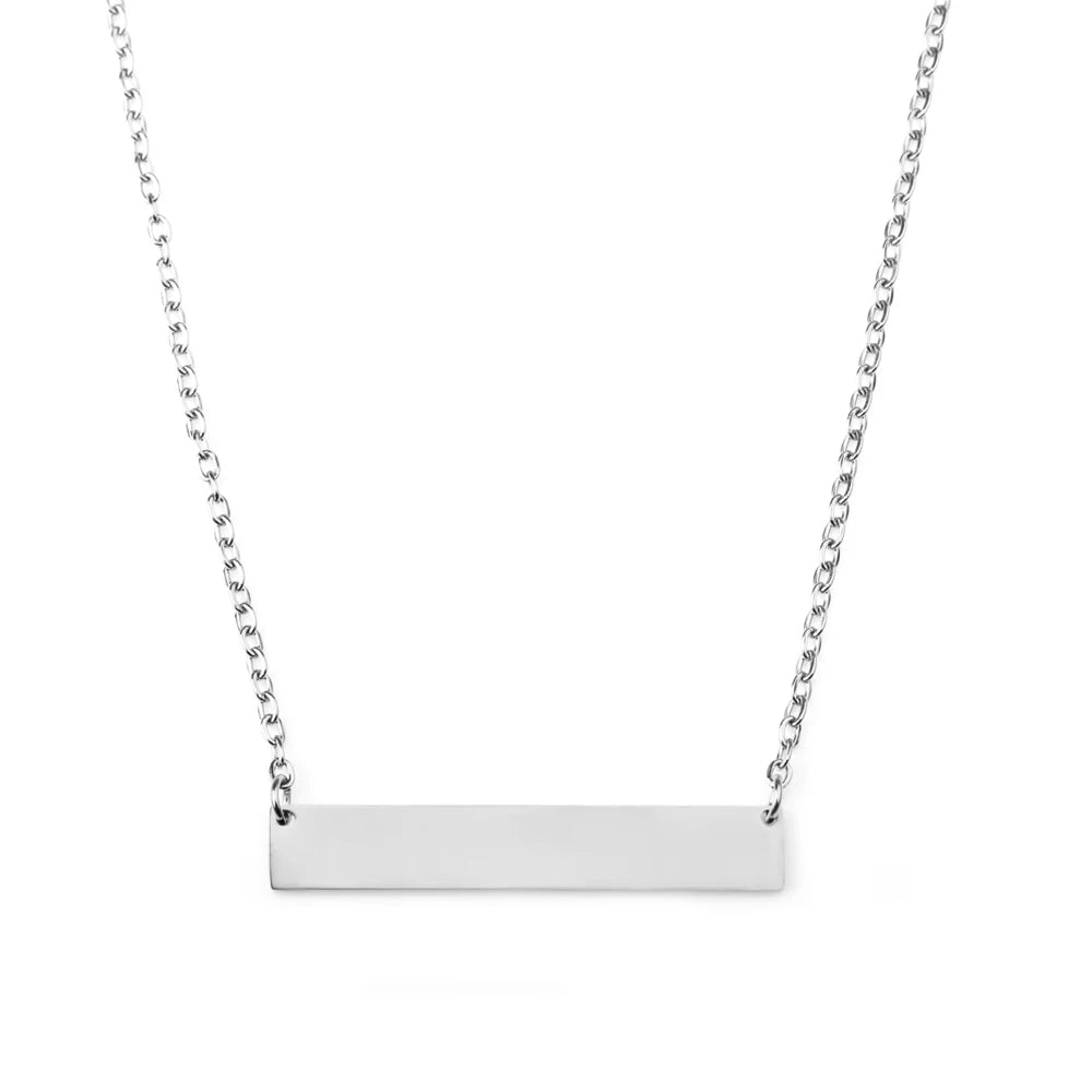 Stainless Steel 40mm Bar Engraved Pendant Necklace 4 Colors Customized Name Necklace For Women Men Personalized Jewelry Gift