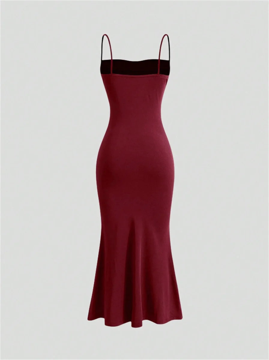 Women's Bodycon Party Dresses Maxi Spaghetti Strap Elegant Slim Sleeveless Evening Wedding Multi-Color Summer Milkmaid Dresses