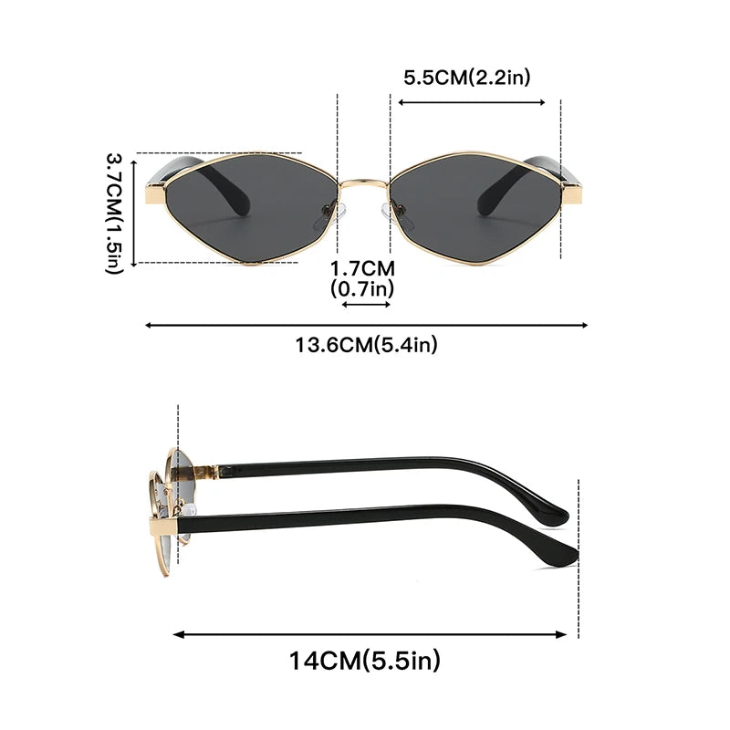 KAMMPT Vintage Polygon Sunglasses Men New Fashion Ocean Lenses Gradient Shades Trendy Retro Brand Design Travelling Sun Glasses