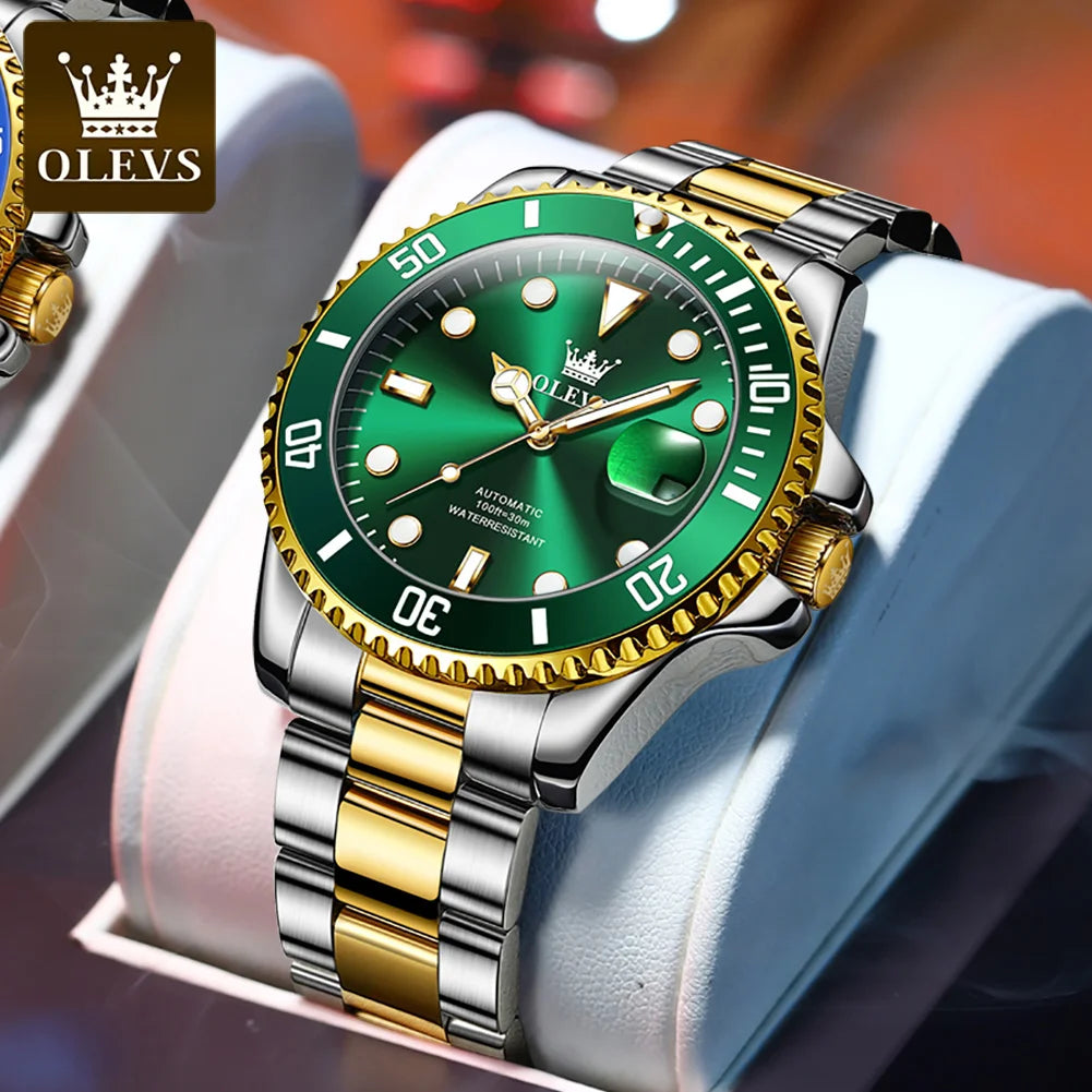 OLEVS 6650 Men's Watches Diving Series Waterproof Stainless steel Auto Date Automatic Mechanical Watch for Men