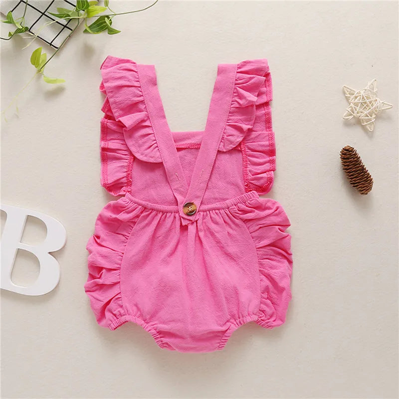 0-24months Baby Girls Summer Bodysuit Sleeveless Edge Romper For Infant Girls Sleeveless Casual Playsuit