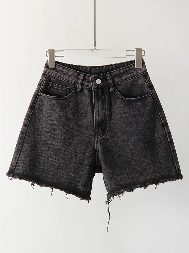Blue Denim Shorts Women Jeans Long High Waist Loose Bermuda Shorts Woman Black Jean Straight Shorts For Women Summer 2024