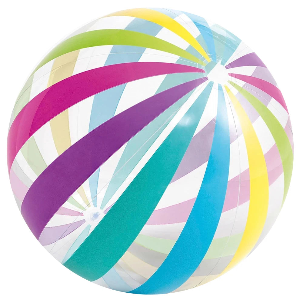 1pc 15.35Inch Colorful Striped Transparent Ball Inflatable Beach Ball, Suitable For Beach Pool Party Games