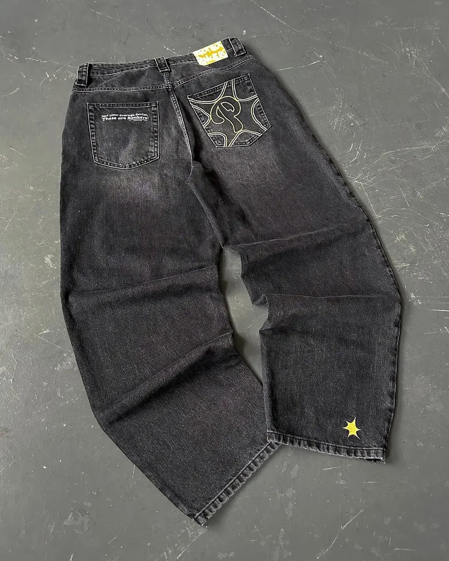 2024 New American Fashion Retro Hip hop Embroidery Pattern Baggy Jeans For Mens Womens Y2K Harajuku Gothic Wide Pants Streetwear