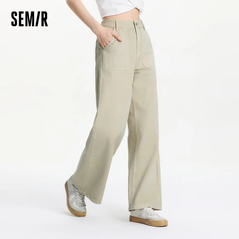 Semir Cargo Style Denim Pants Women 2025 Summer New Cotton Wide Leg Cool Girl Pants