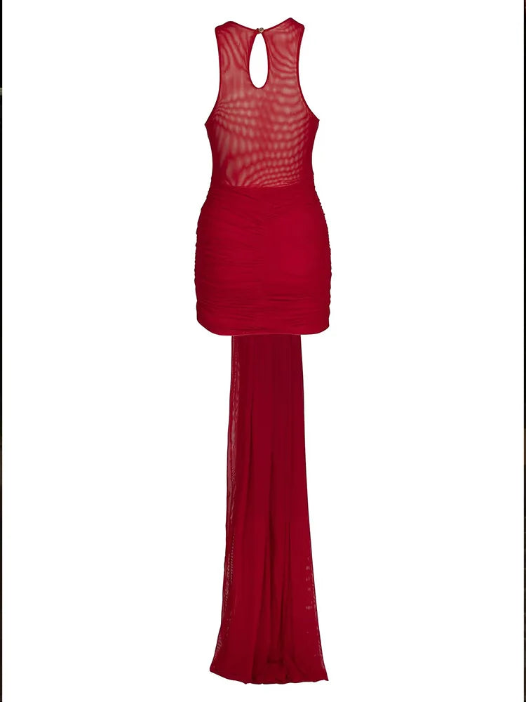 ZRTAK Sexy Wrap Around Cover Up Mesh Red Cover-ups tail dress Beach Wear Mesh Beathing Suit Beachwear Female Women