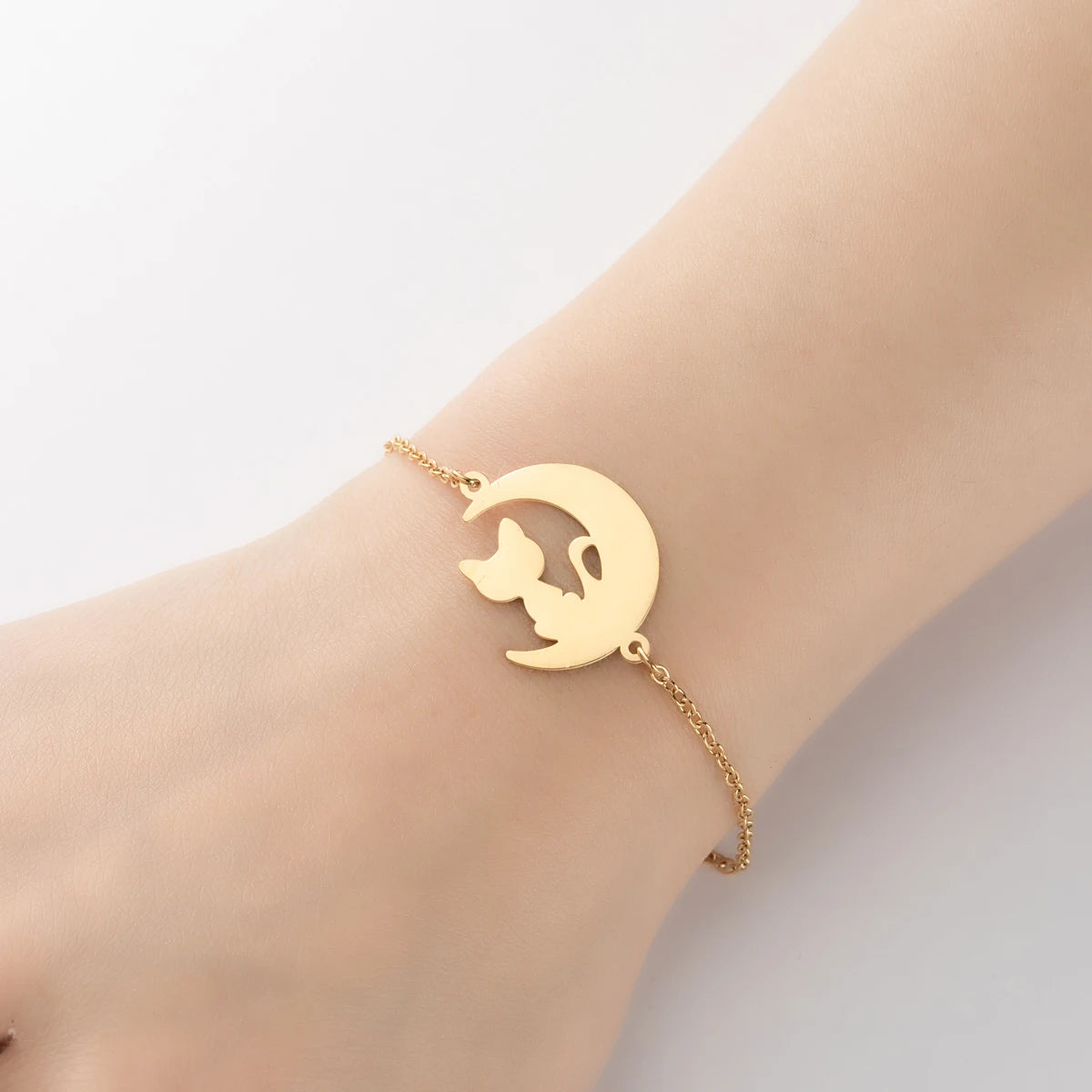 Lucky Cat Charm Bracelet Stainless Steel For Women Cheap Friendship Gifts Cute Animal Chain Bracelets Jewelry Pulseras Mujer