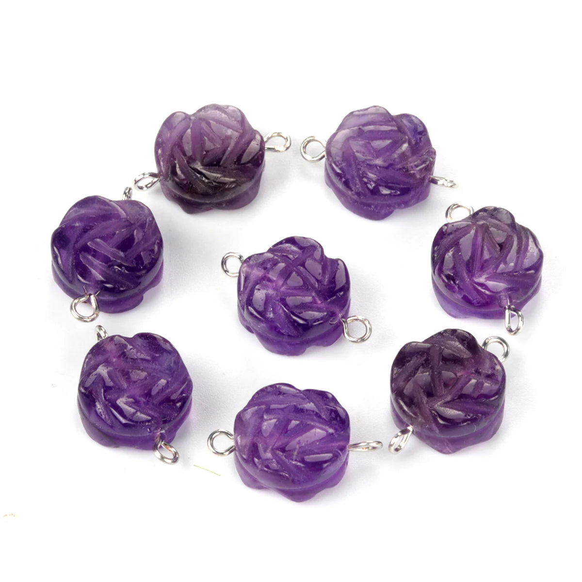 2Pcs Natural Stone Yellow Jade/Agates Rose-Shaped Connector For Jewelry Making DIY Necklace Bracelet Accessory Size 14 mm