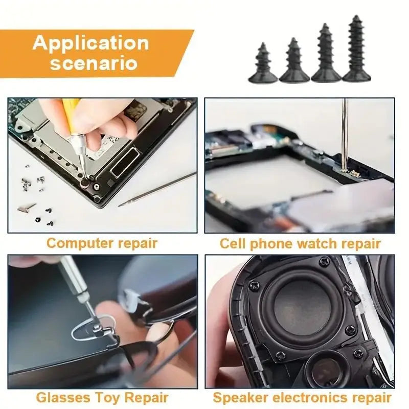 M2 black Flat Head Cross Carbon Steel Self-Tapping Screw 800Pcs, Suitable For Home Improvement, DIY Engineering, Electronic Prod