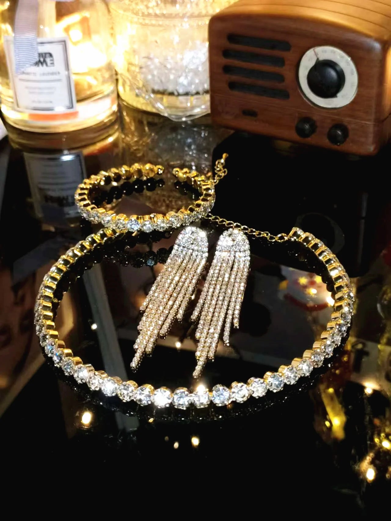 2024 Sparkling Silver Color Crystal Collar Chain Choker Necklace Bridal Women Wedding Party Diamante Rhinestone Choker Jewelry