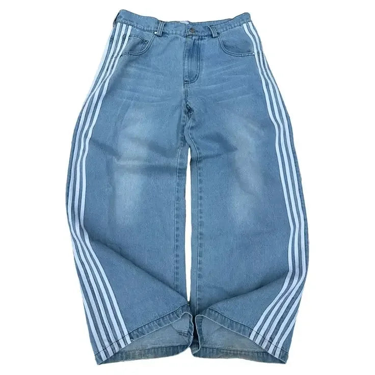 Y2K Minimalist Men's Jeans Retro Pocket Embroidered Loose Korean Casual Harajuku High Waist Aesthetic Couple Wide Leg Pants