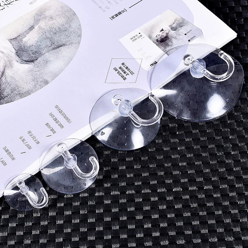20pcs Suction Cup Hooks Strong Suction Cup Holder with Plastic Hook for Glass Window Wall Hook Hanger Household Kitchen Bathroom