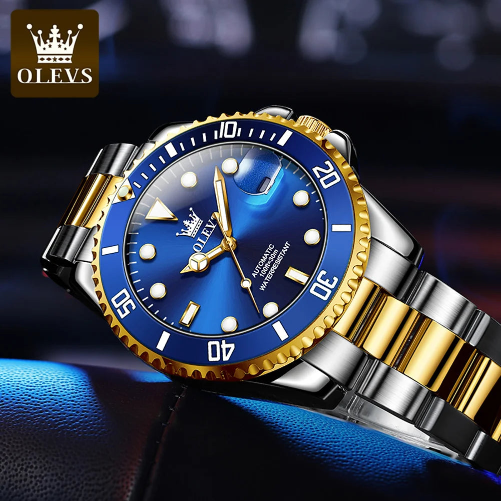 OLEVS 6650 Men's Watches Diving Series Waterproof Stainless steel Auto Date Automatic Mechanical Watch for Men