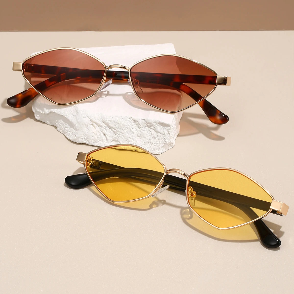 KAMMPT Vintage Polygon Sunglasses Men New Fashion Ocean Lenses Gradient Shades Trendy Retro Brand Design Travelling Sun Glasses