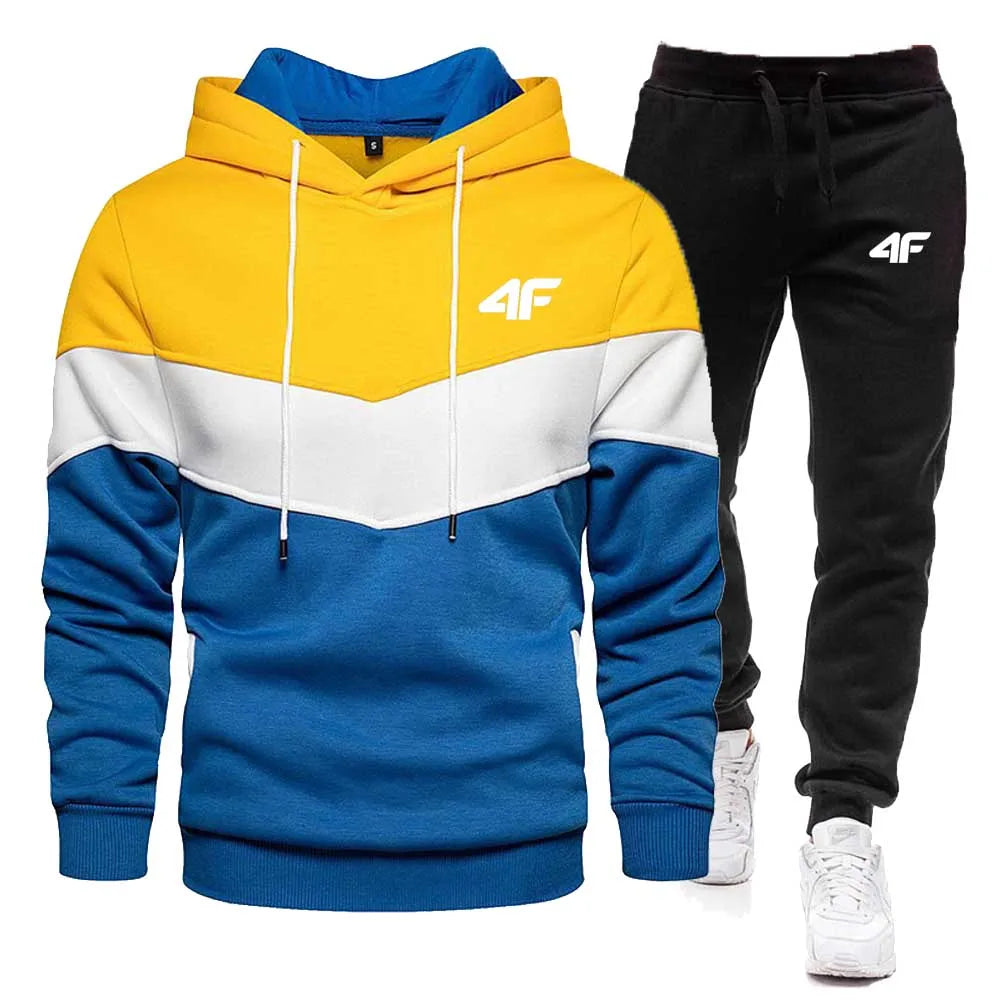 2-Piece Fleece Tracksuit for Men, Thick Hoodies and Pants, Warm Sportswear Suit, Hip Hop Trend Clothing, Winter and Fall