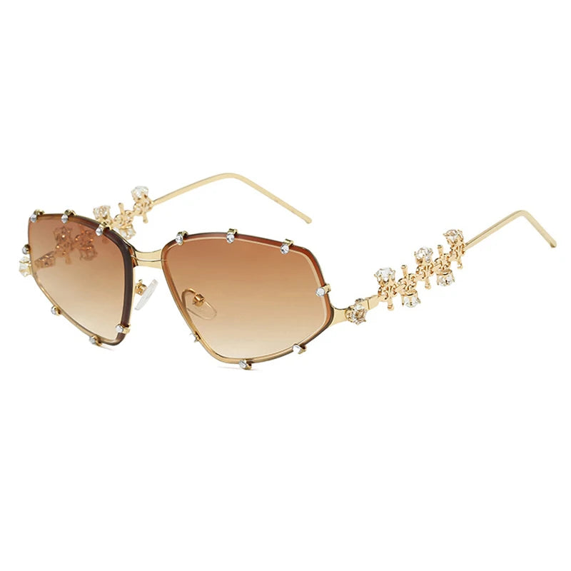 Diamonds Square Fashion Sunglasses Women 2024 Vintage Shades UV400 Luxury Rhinestones Sun Glasses Female Punk Big Men Eyewear