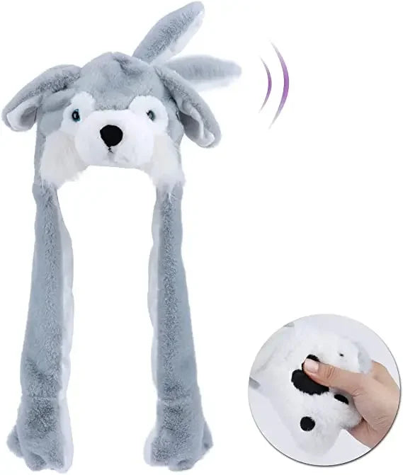 Adorable Moving Bunny Ears Hat - Kawaii Plush Toy Gift for Children, Kids, and Adults - Fun Cartoon Cap for Playtime