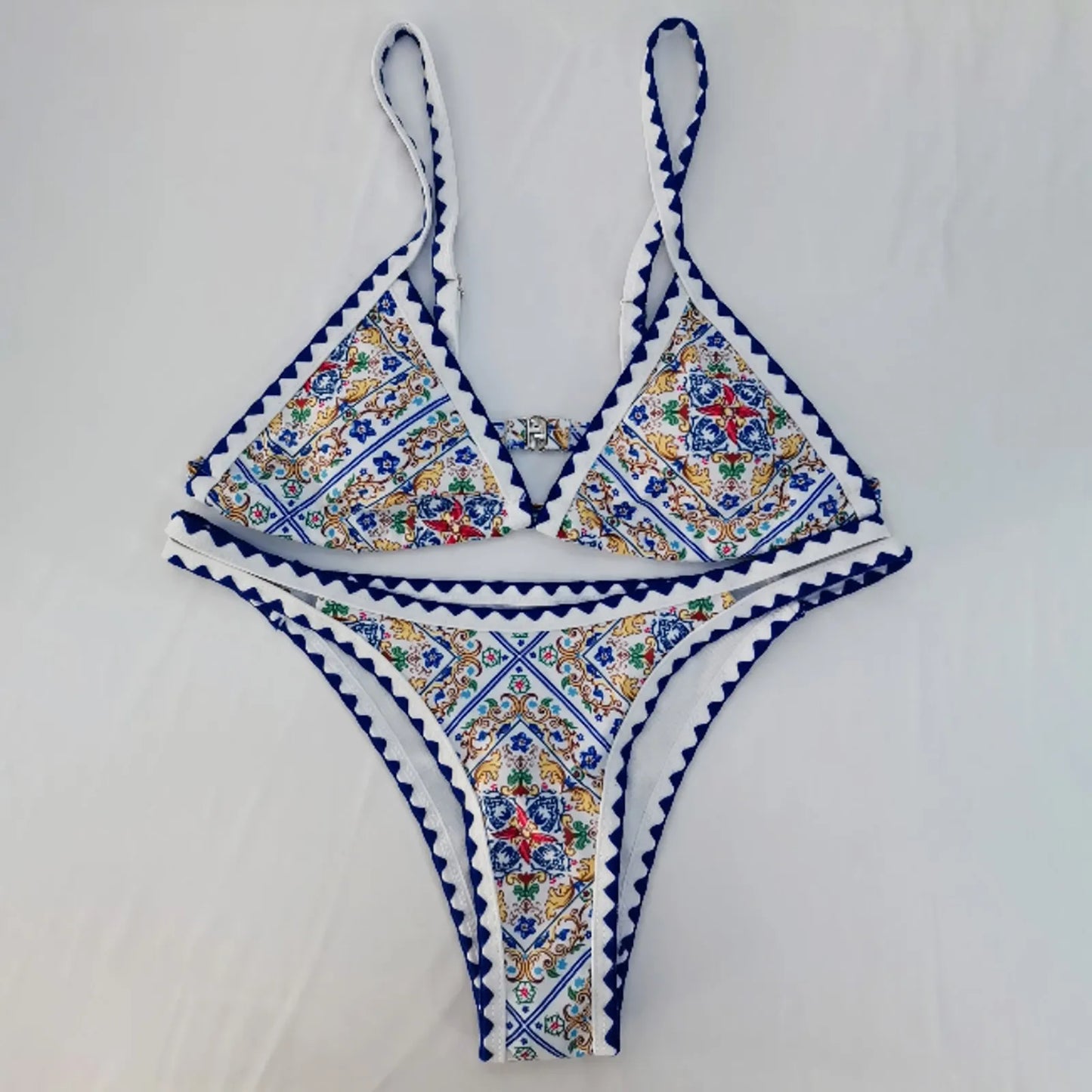 Printed Female Swimwear Split Summer Beachwear Ladies Push Up Split Swimsuit Hollow Low Cut Swimsuit Two Piece Sets купальник