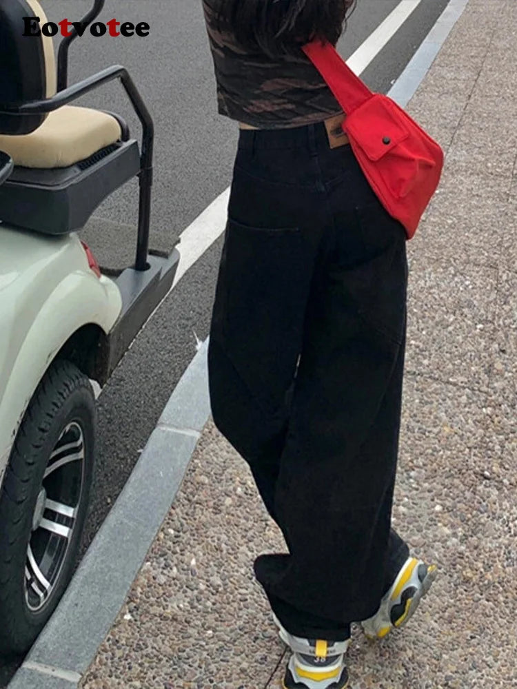 American Style Vintage Versatile Loose Jeans Women Y2K Fashion High Waist Baggy Wide Leg Pants 2025 New Casual Straight Jeans