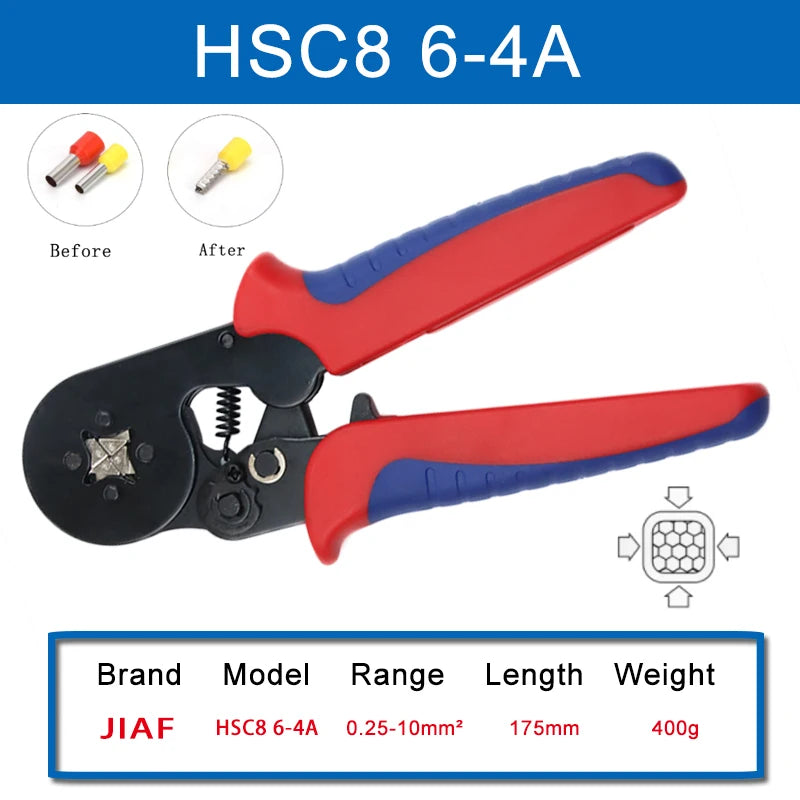 VE Tubular Crimping Terminal Ferrule Kit with 800-1900PCS HSC8 6-4A 0.25-10mm² Pliers Mini Wire Ferrule Fixture Kit