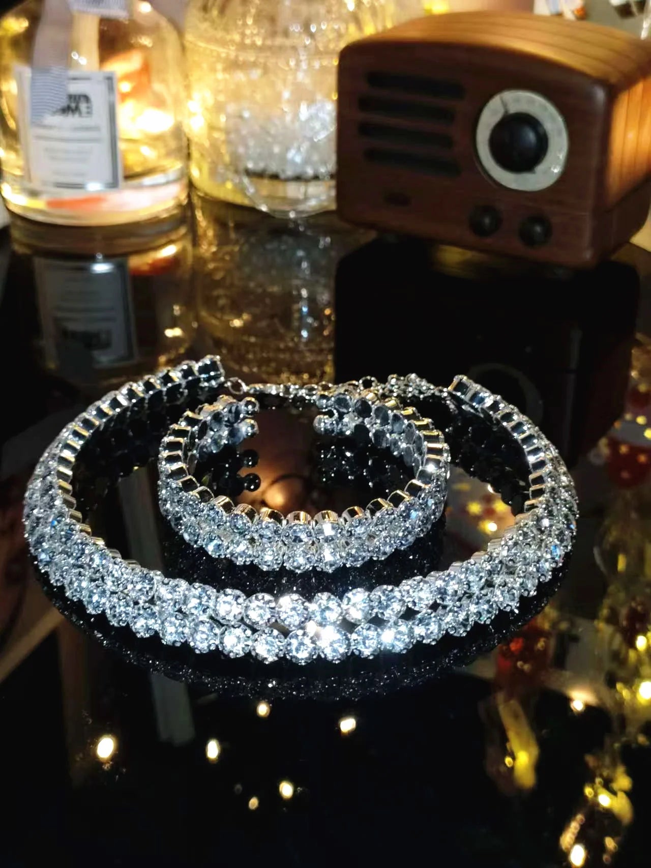 2024 Sparkling Silver Color Crystal Collar Chain Choker Necklace Bridal Women Wedding Party Diamante Rhinestone Choker Jewelry