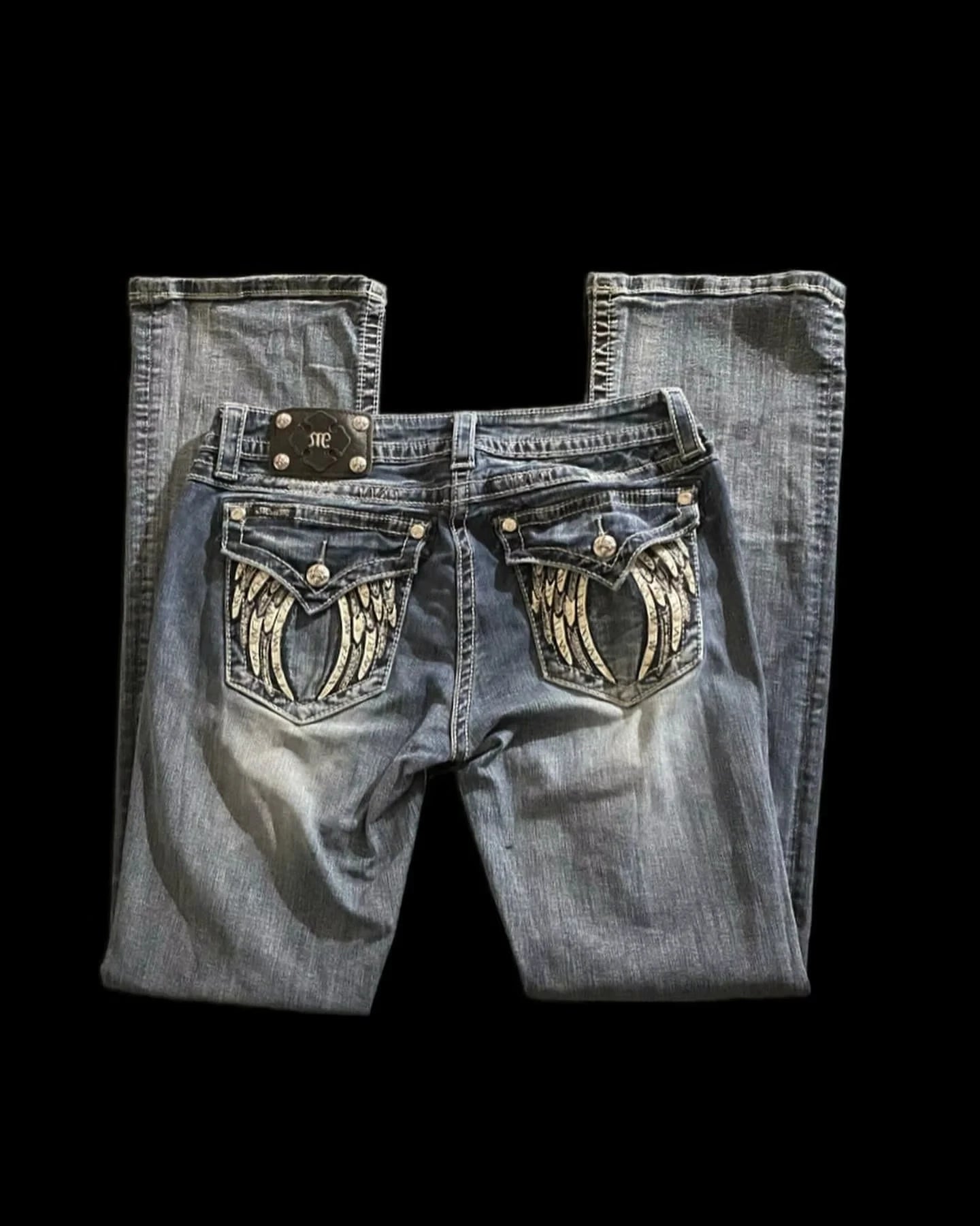 American Jeans Y2K Clothes Men Women Harajuku Retro Pockets Embroidered Buttons Baggy Blue Jeans High Waist Fashion Slim Pants