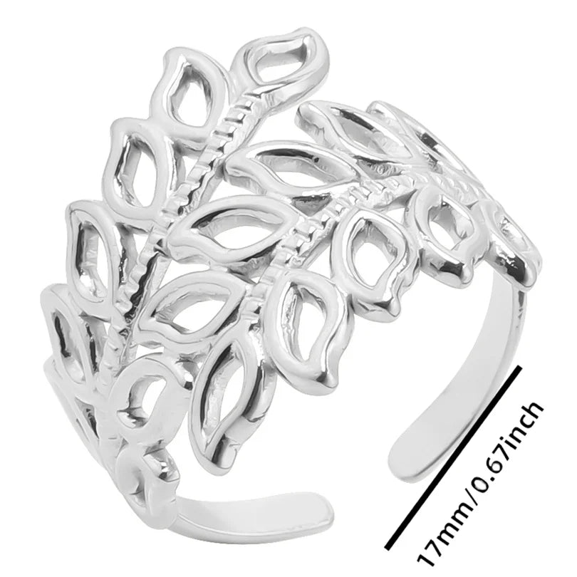 Wholesale 6pcs Steel Color Rings Hug Snake Love Star Moon Shell Leaf Shaped Rings Stainless Steel Women Jewelry Charms No Fade