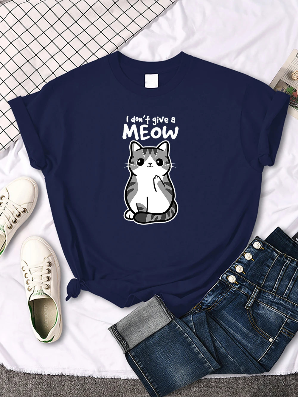 Lovely Cat Printing Women Tshirts Street Breathable New Short Sleeve Casual Fashion Tee Shirt Summer Cool Comfortable Clothing
