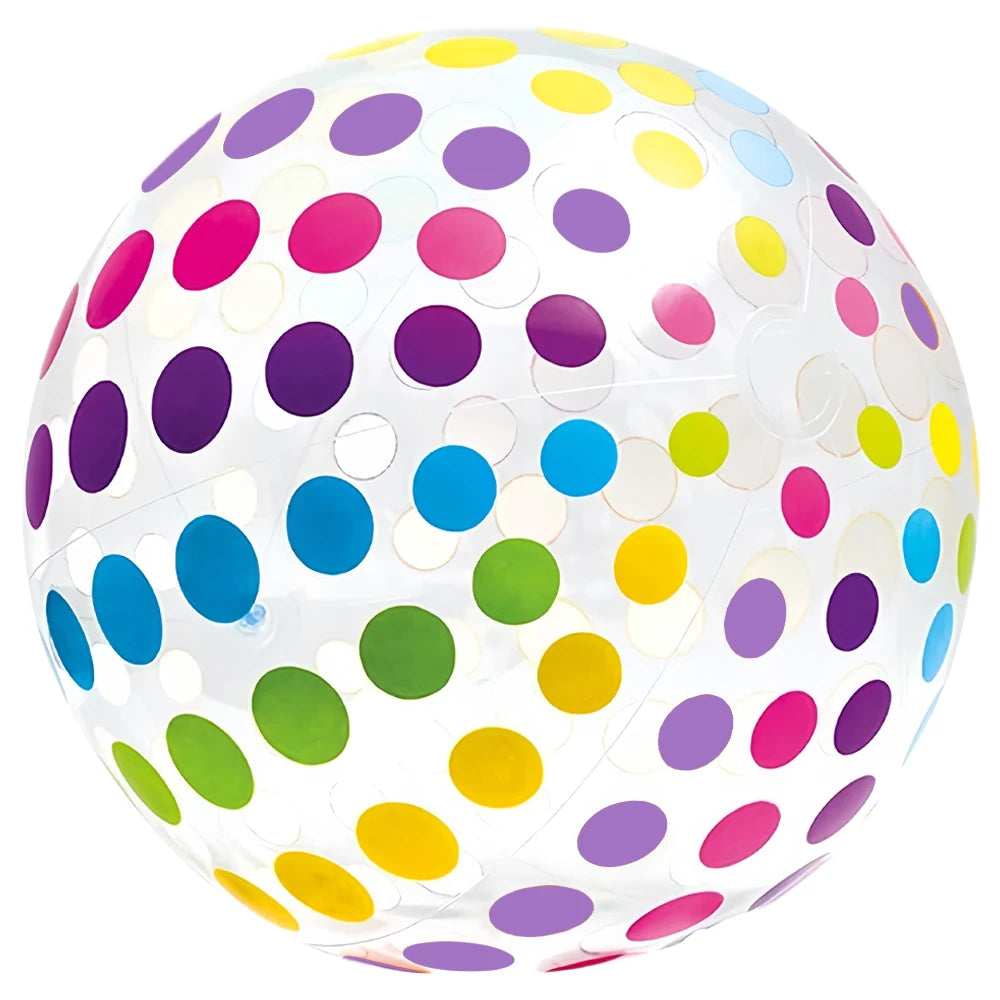 1pc 15.35Inch Colorful Striped Transparent Ball Inflatable Beach Ball, Suitable For Beach Pool Party Games